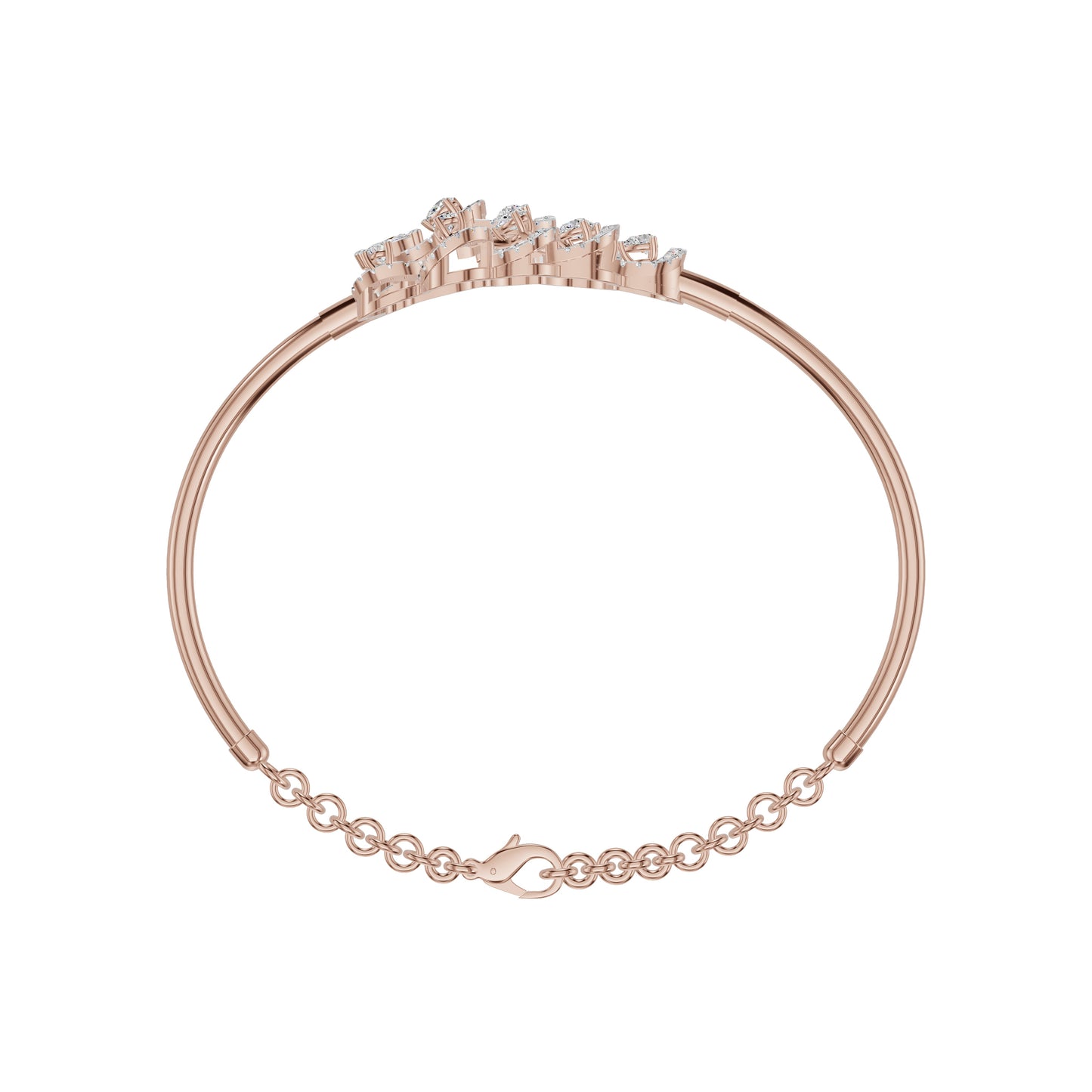 Floral Cluster Diamond Kada Bracelet 18 KT / Rose Gold