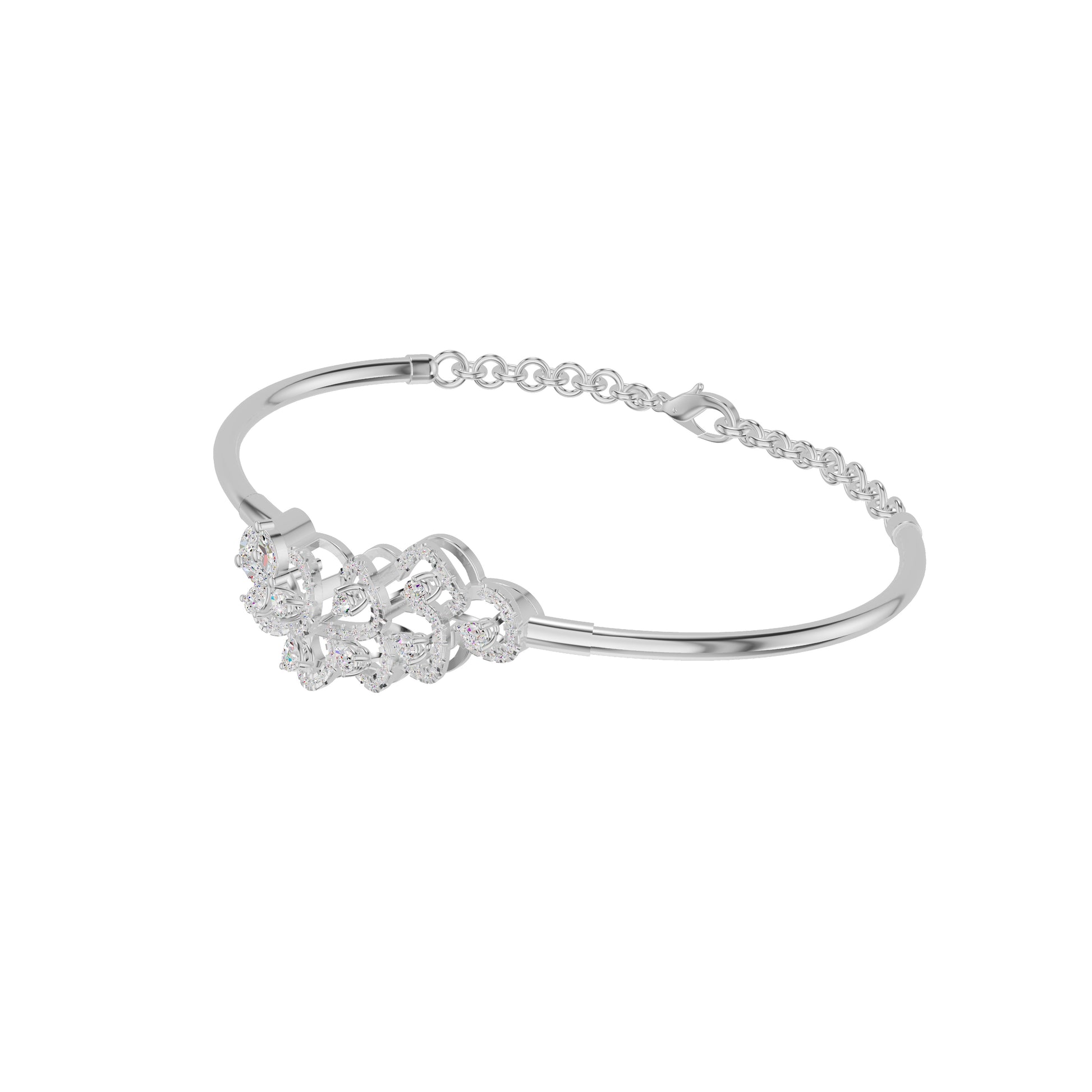 Floral Cluster Diamond Kada Bracelet 18 KT / White Gold