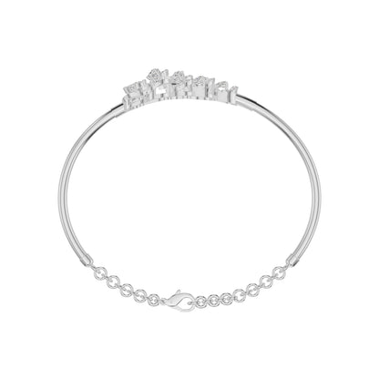 Floral Cluster Diamond Kada Bracelet 18 KT / White Gold