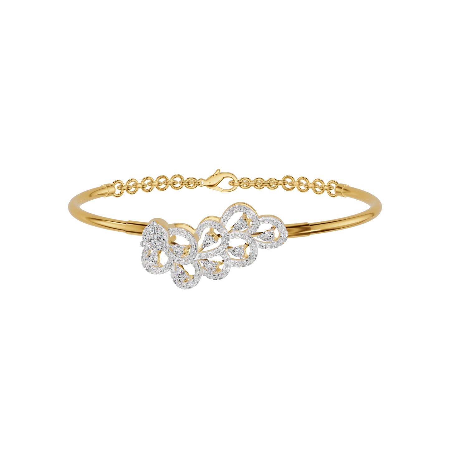 Floral Cluster Diamond Kada Bracelet 18 KT / Yellow Gold