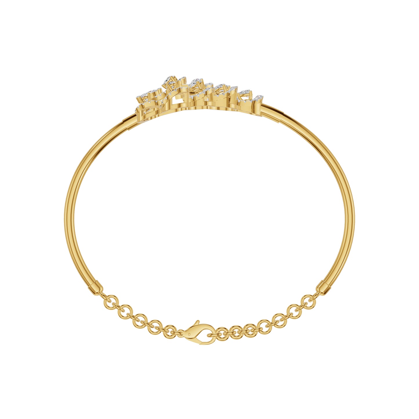 Floral Cluster Diamond Kada Bracelet 18 KT / Yellow Gold