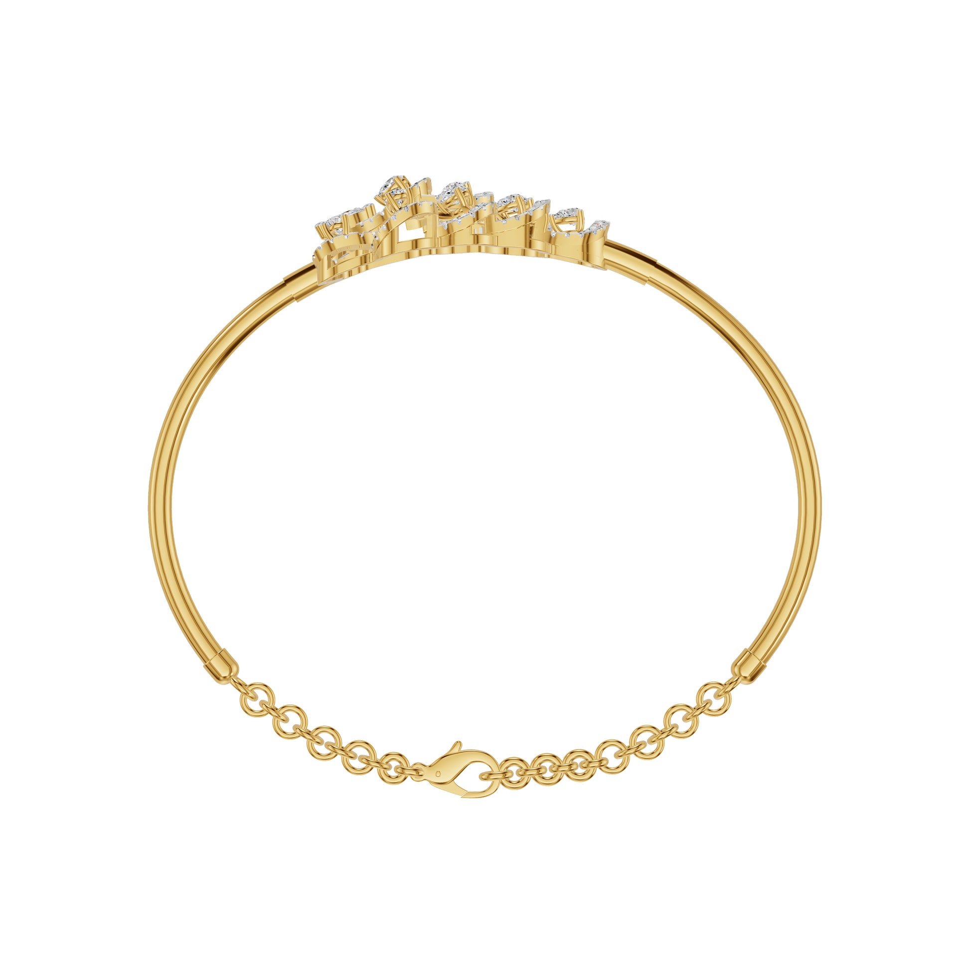Floral Cluster Diamond Kada Bracelet 18 KT / Yellow Gold
