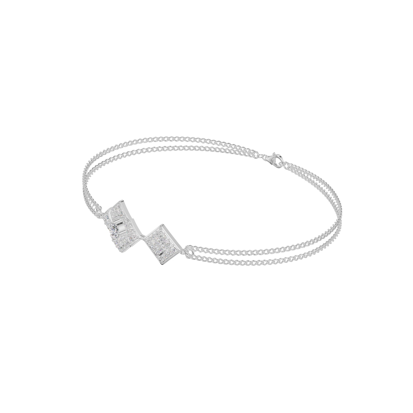 Jaali Filigree Diamond Chain Bracelet 18 KT / White Gold