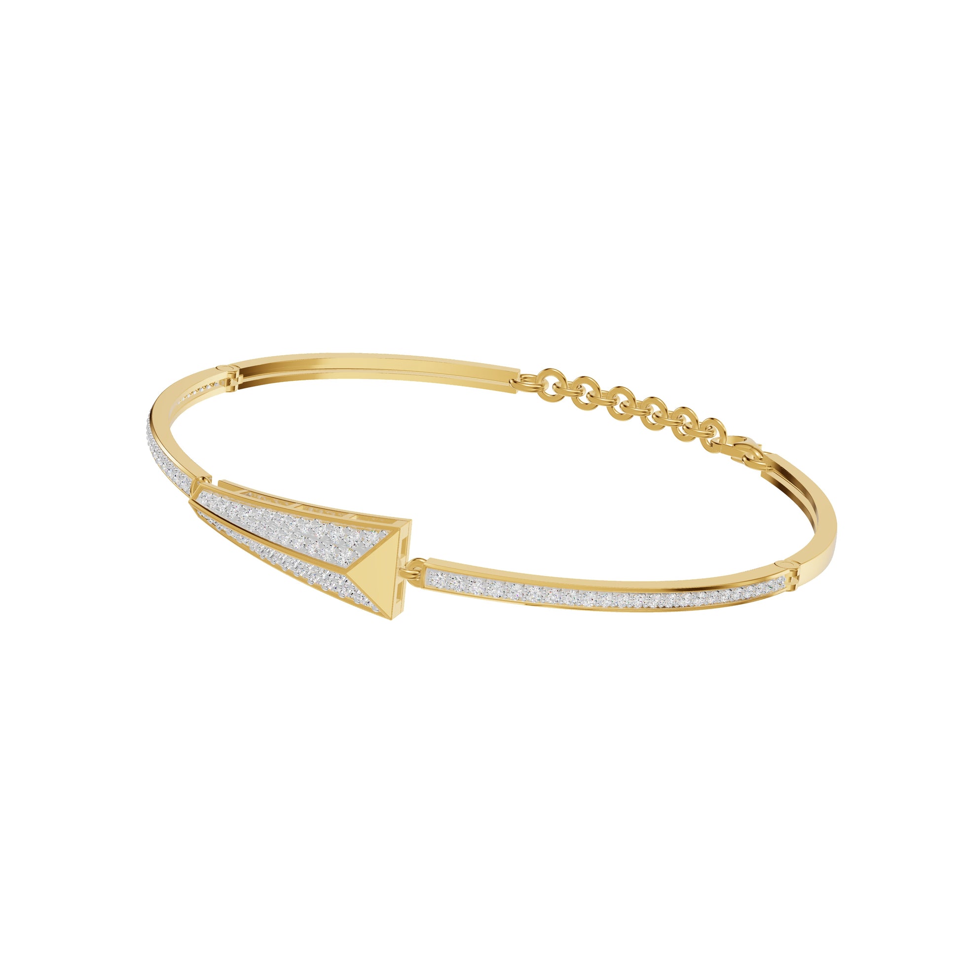 Glow Curve Diamond Kada Bracelet 18 KT / Yellow Gold
