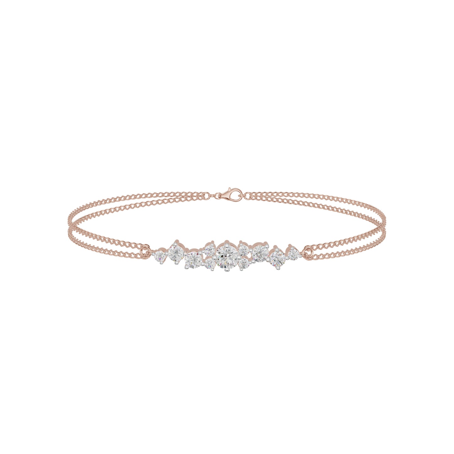 Multi-Cut Brilliant Diamond Chain Bracelet 18 KT / Rose Gold