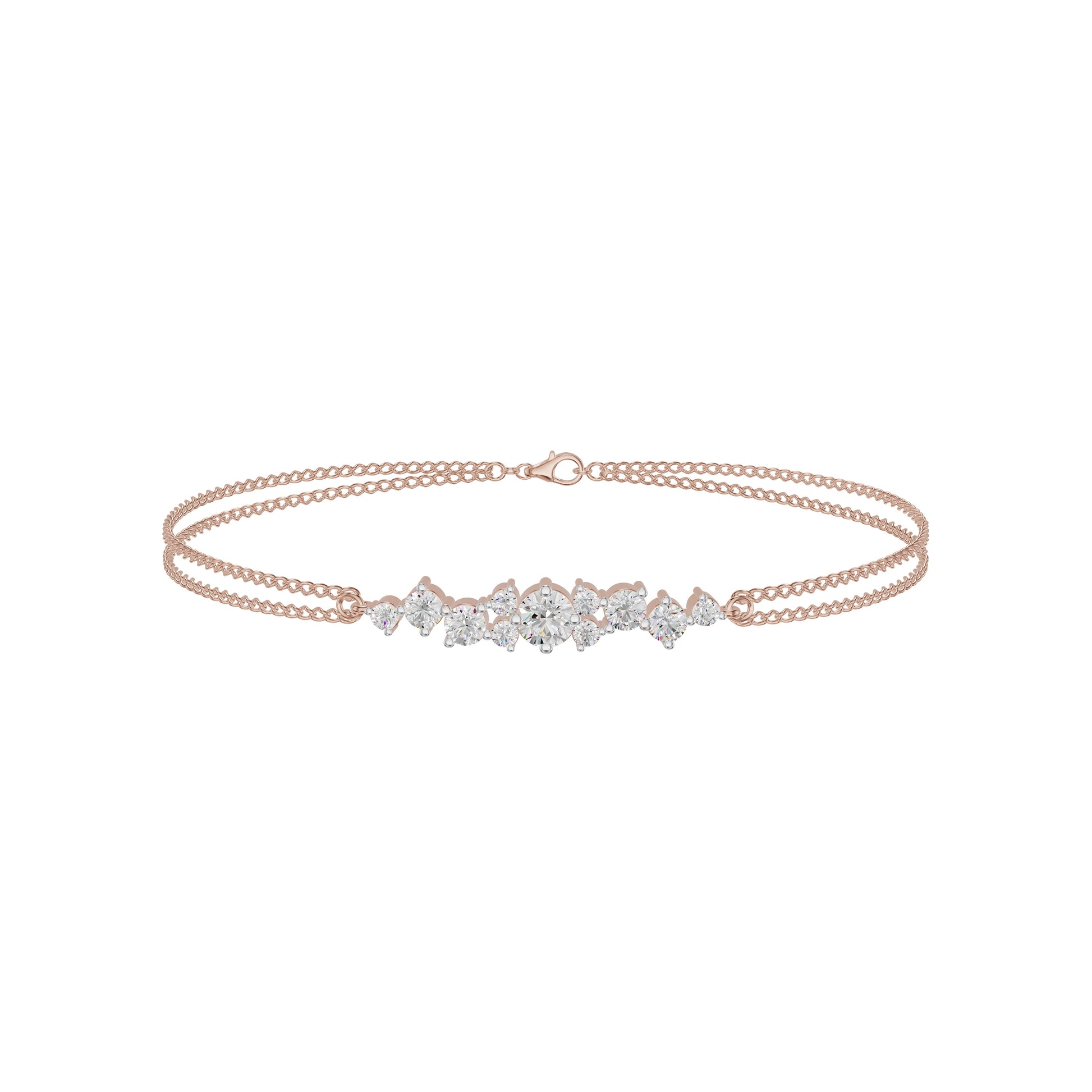 Multi-Cut Brilliant Diamond Chain Bracelet 18 KT / Rose Gold