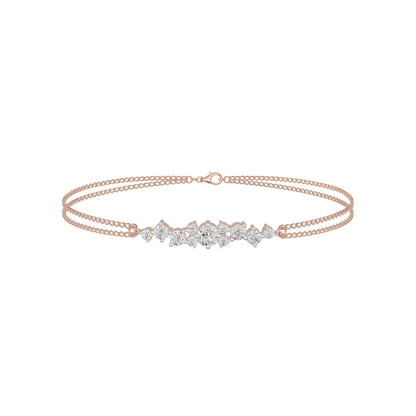Multi-Cut Brilliant Diamond Chain Bracelet 18 KT / Rose Gold