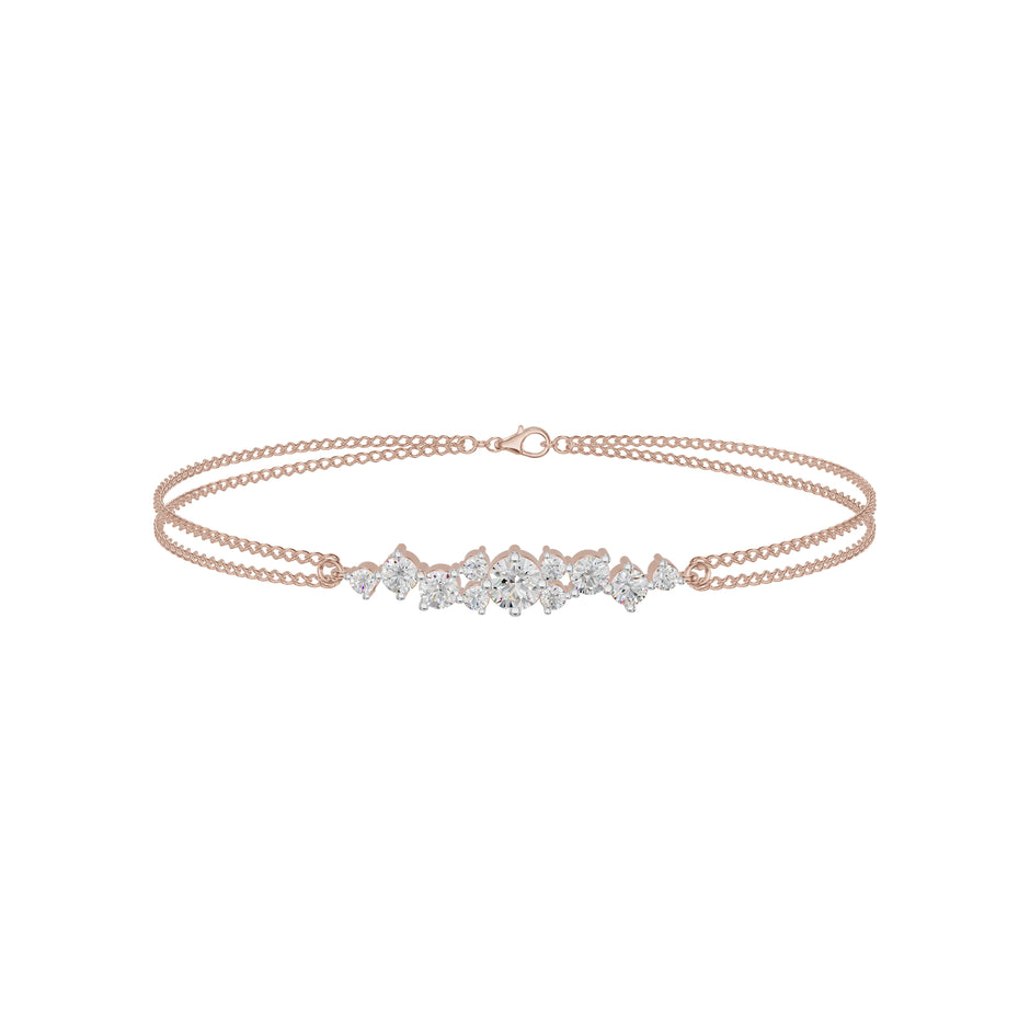 Multi-Cut Brilliant Diamond Chain Bracelet 18 KT / Rose Gold