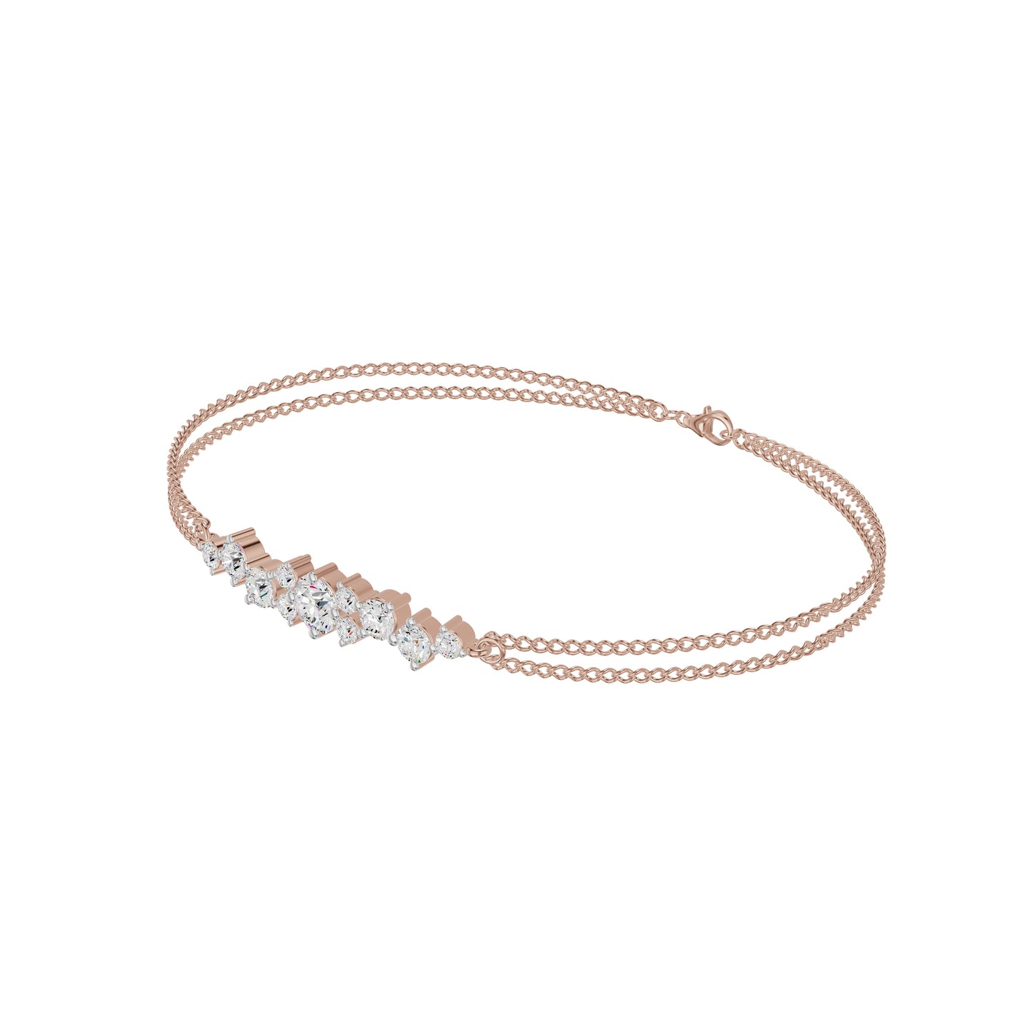 Multi-Cut Brilliant Diamond Chain Bracelet 18 KT / Rose Gold