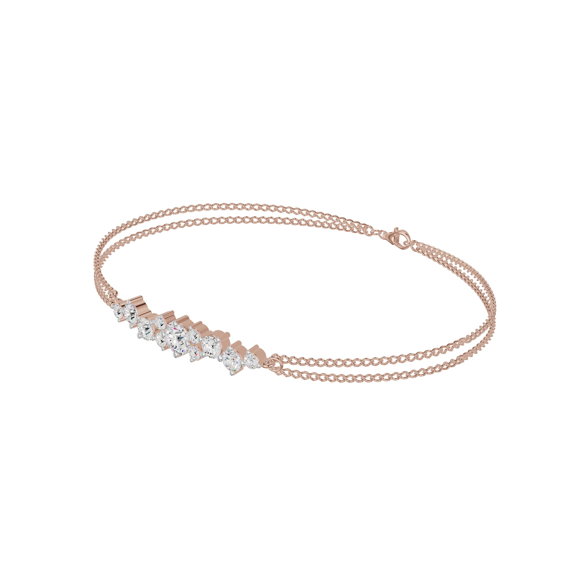 Multi-Cut Brilliant Diamond Chain Bracelet 18 KT / Rose Gold
