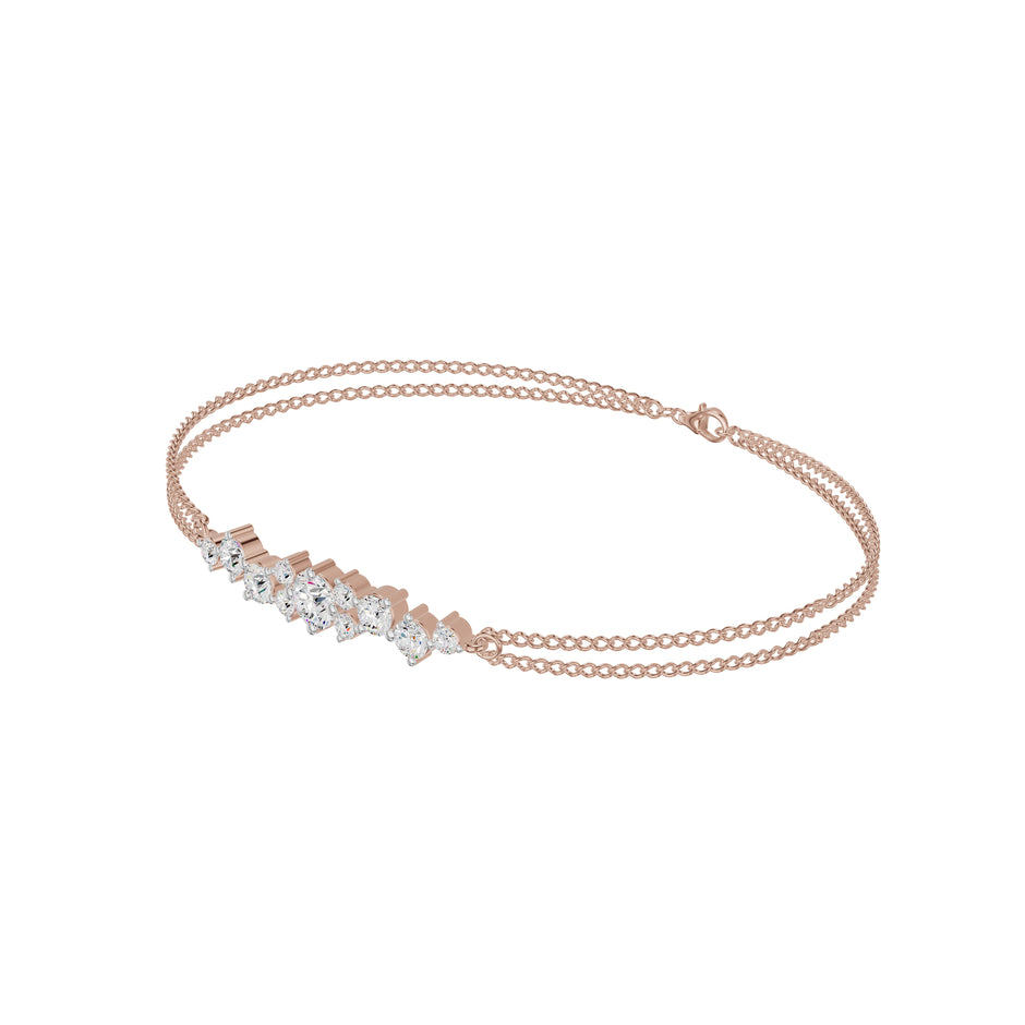Multi-Cut Brilliant Diamond Chain Bracelet 18 KT / Rose Gold