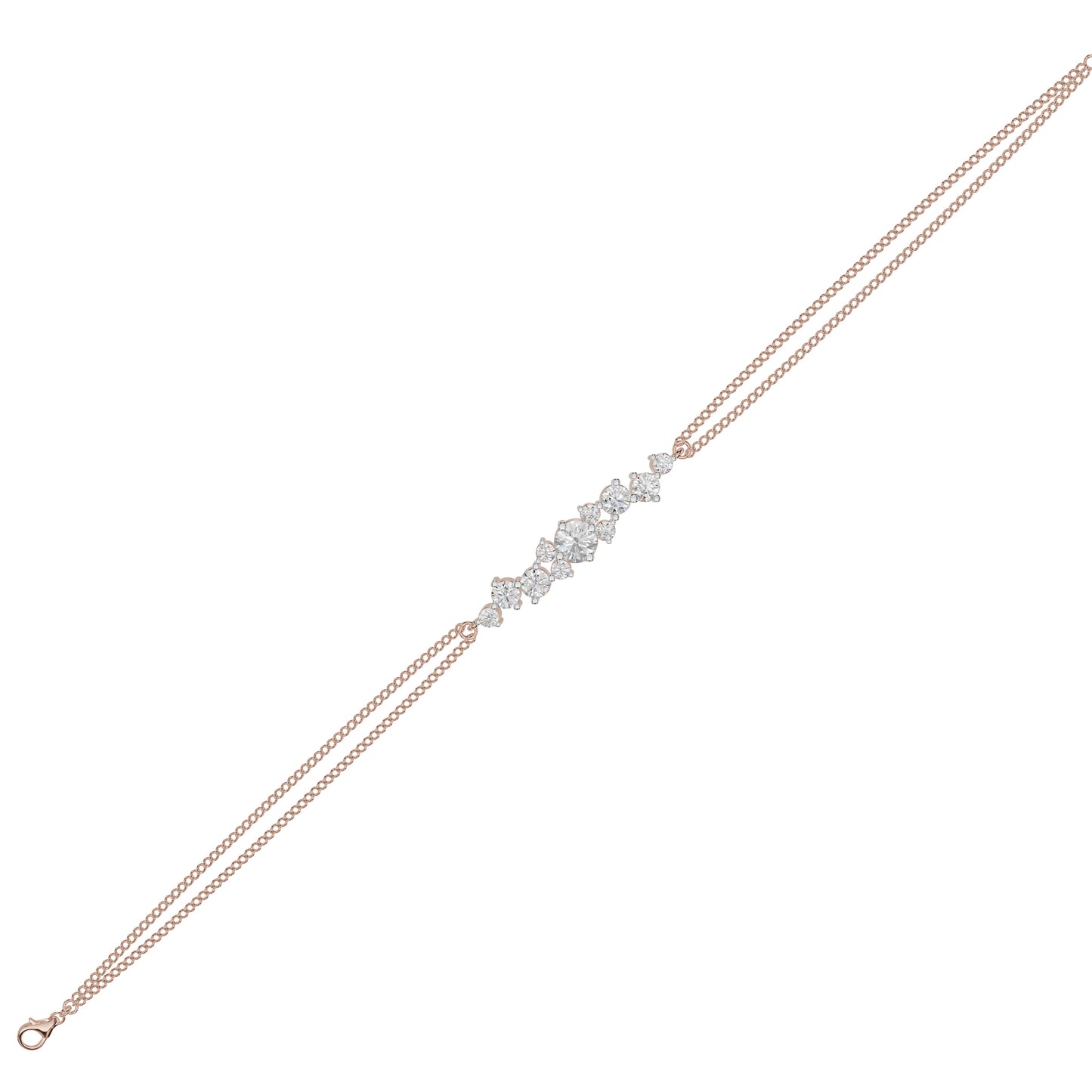 Multi-Cut Brilliant Diamond Chain Bracelet 18 KT / Rose Gold