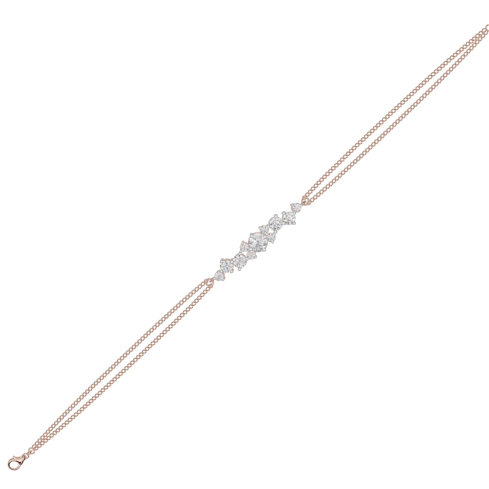Multi-Cut Brilliant Diamond Chain Bracelet 18 KT / Rose Gold