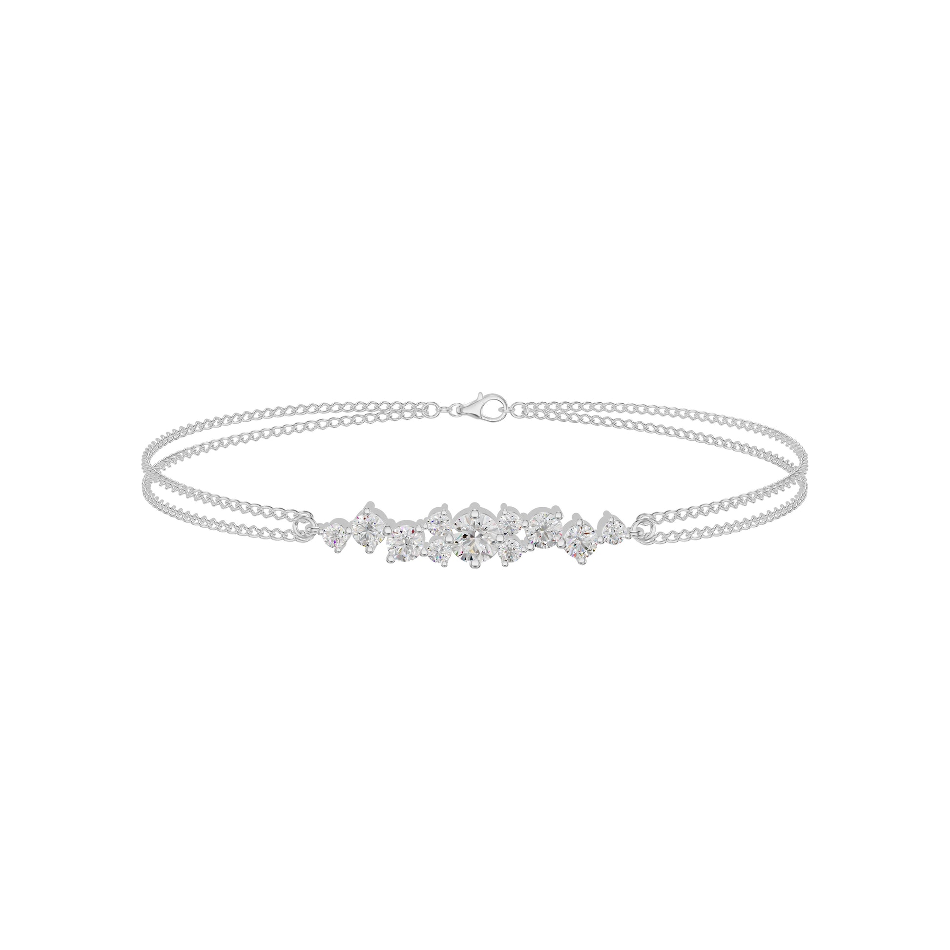 Multi-Cut Brilliant Diamond Chain Bracelet 18 KT / White Gold