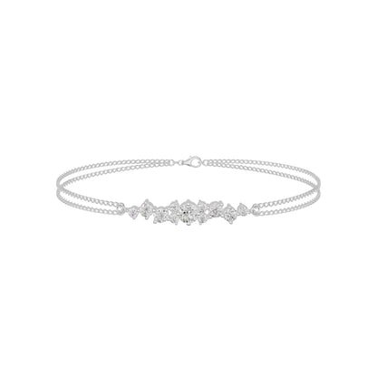 Multi-Cut Brilliant Diamond Chain Bracelet 18 KT / White Gold