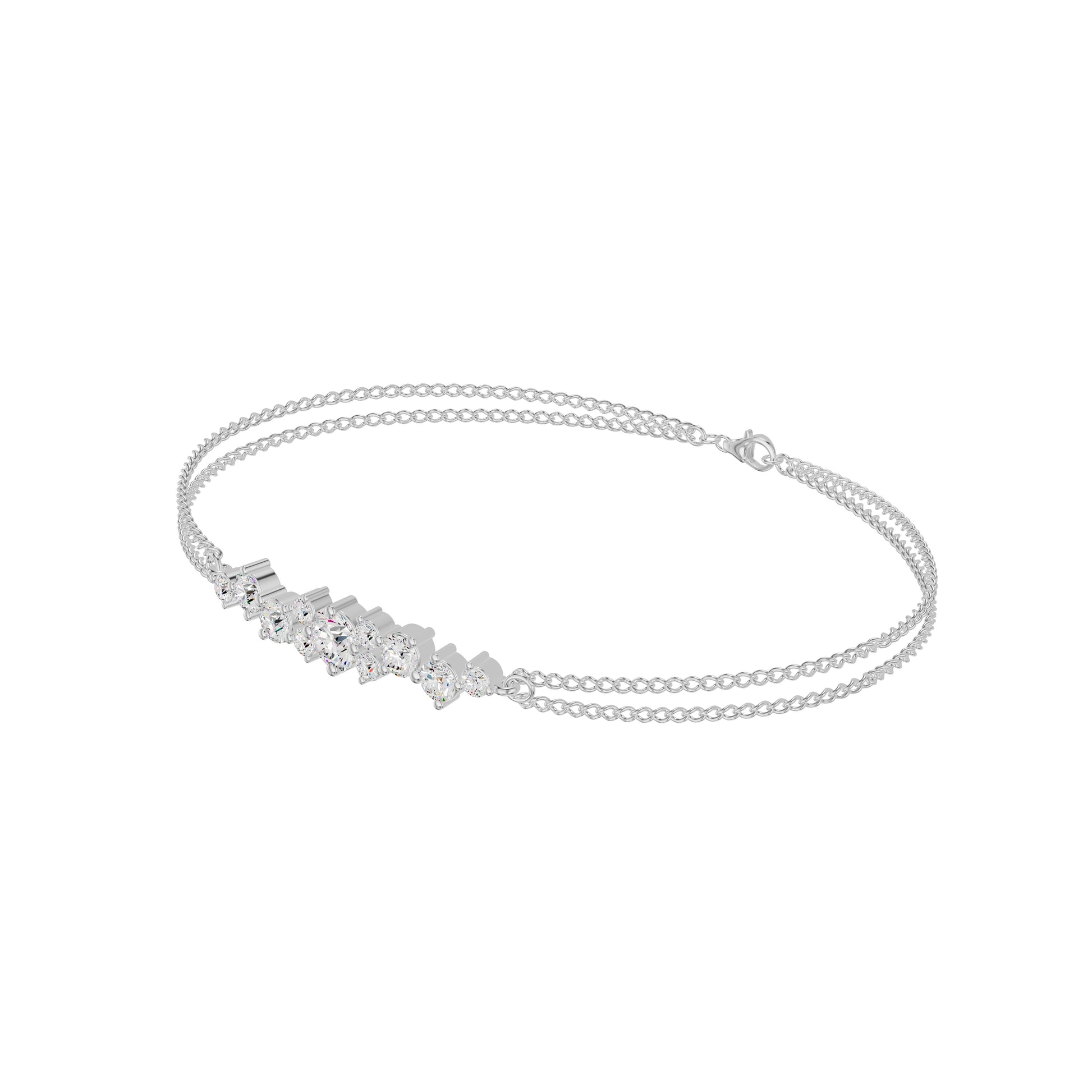 Multi-Cut Brilliant Diamond Chain Bracelet 18 KT / White Gold