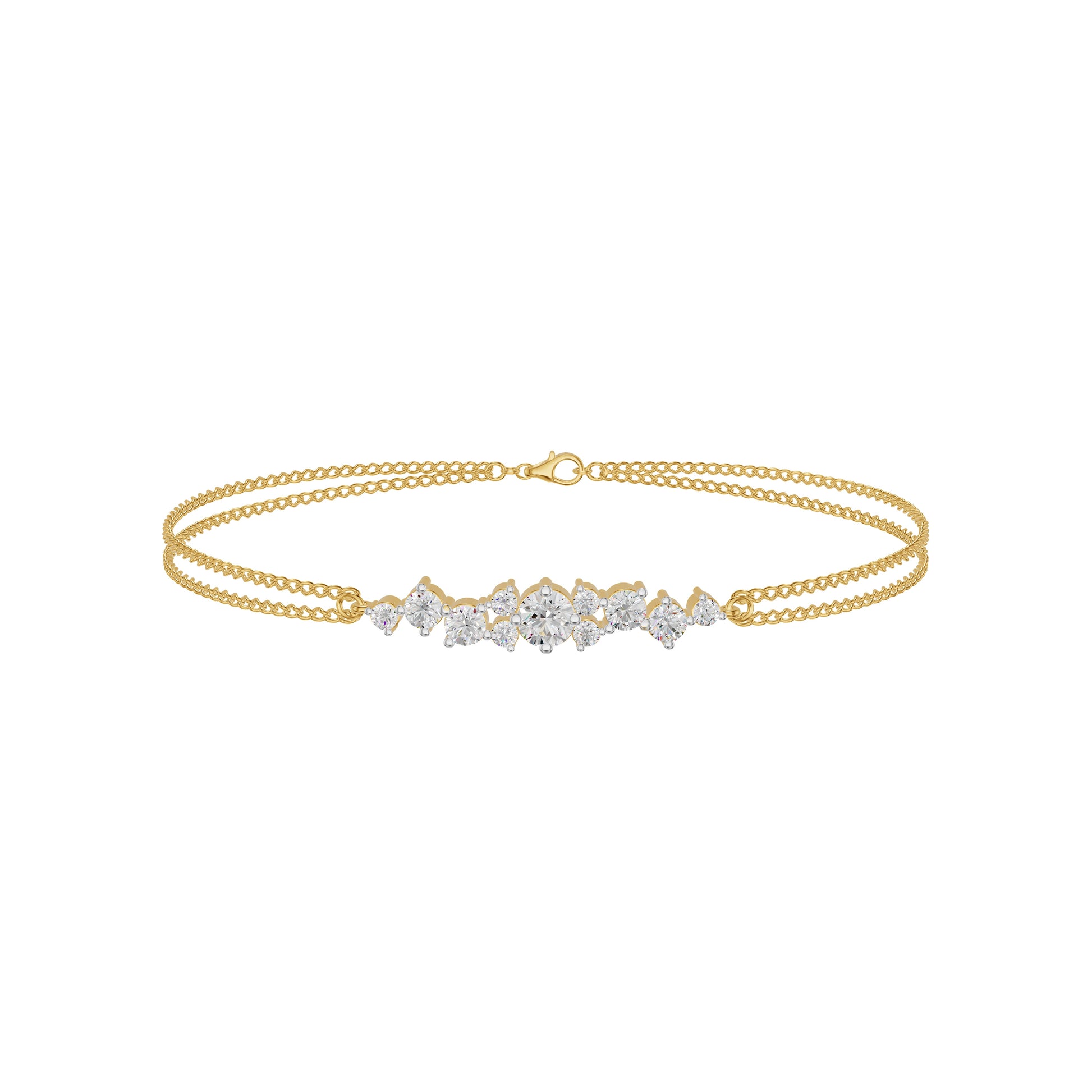 Multi-Cut Brilliant Diamond Chain Bracelet 18 KT / Yellow Gold