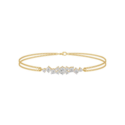 Multi-Cut Brilliant Diamond Chain Bracelet 18 KT / Yellow Gold