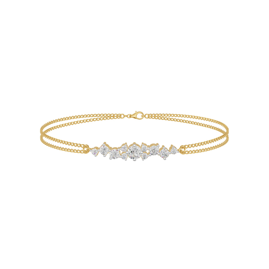 Multi-Cut Brilliant Diamond Chain Bracelet 18 KT / Yellow Gold