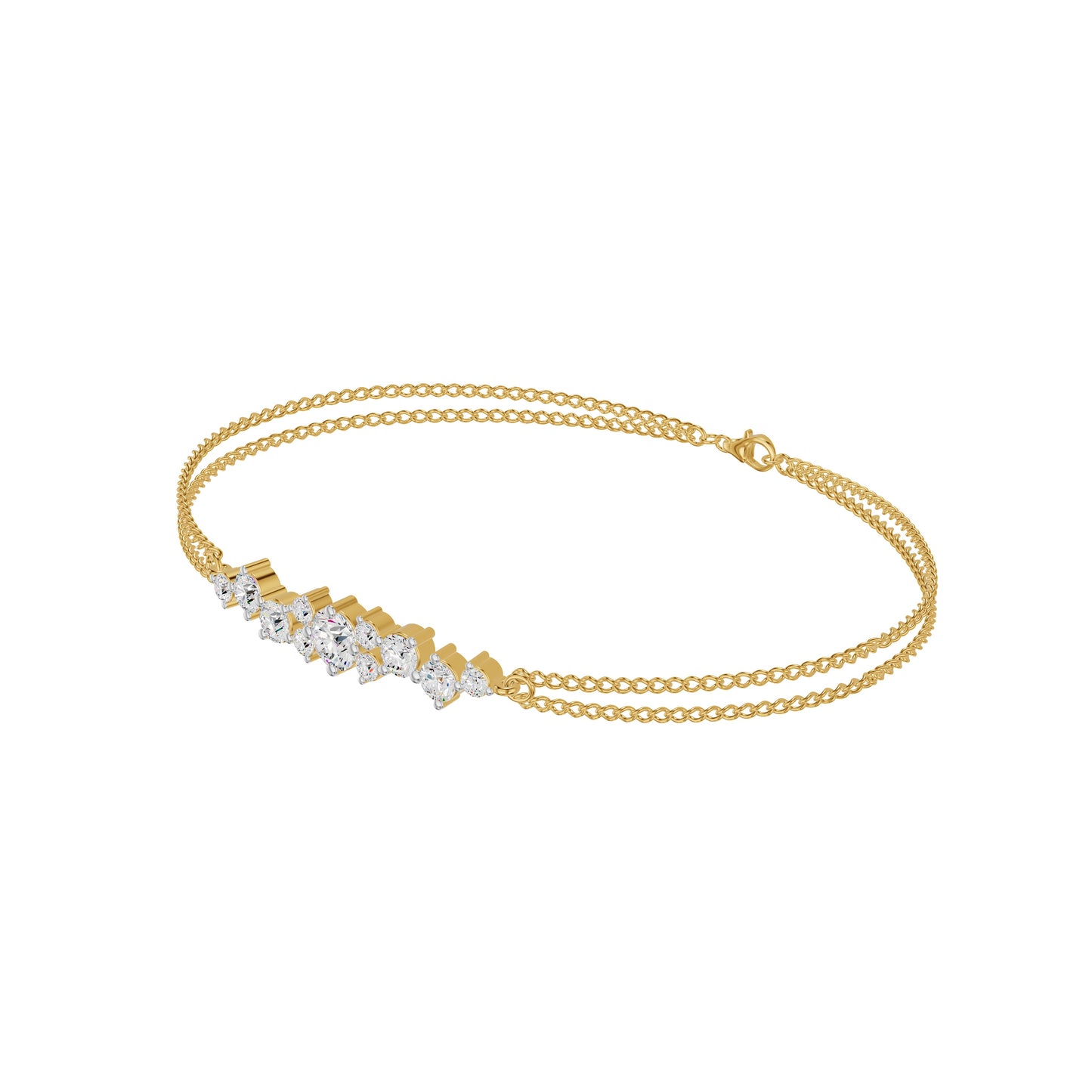 Multi-Cut Brilliant Diamond Chain Bracelet 18 KT / Yellow Gold