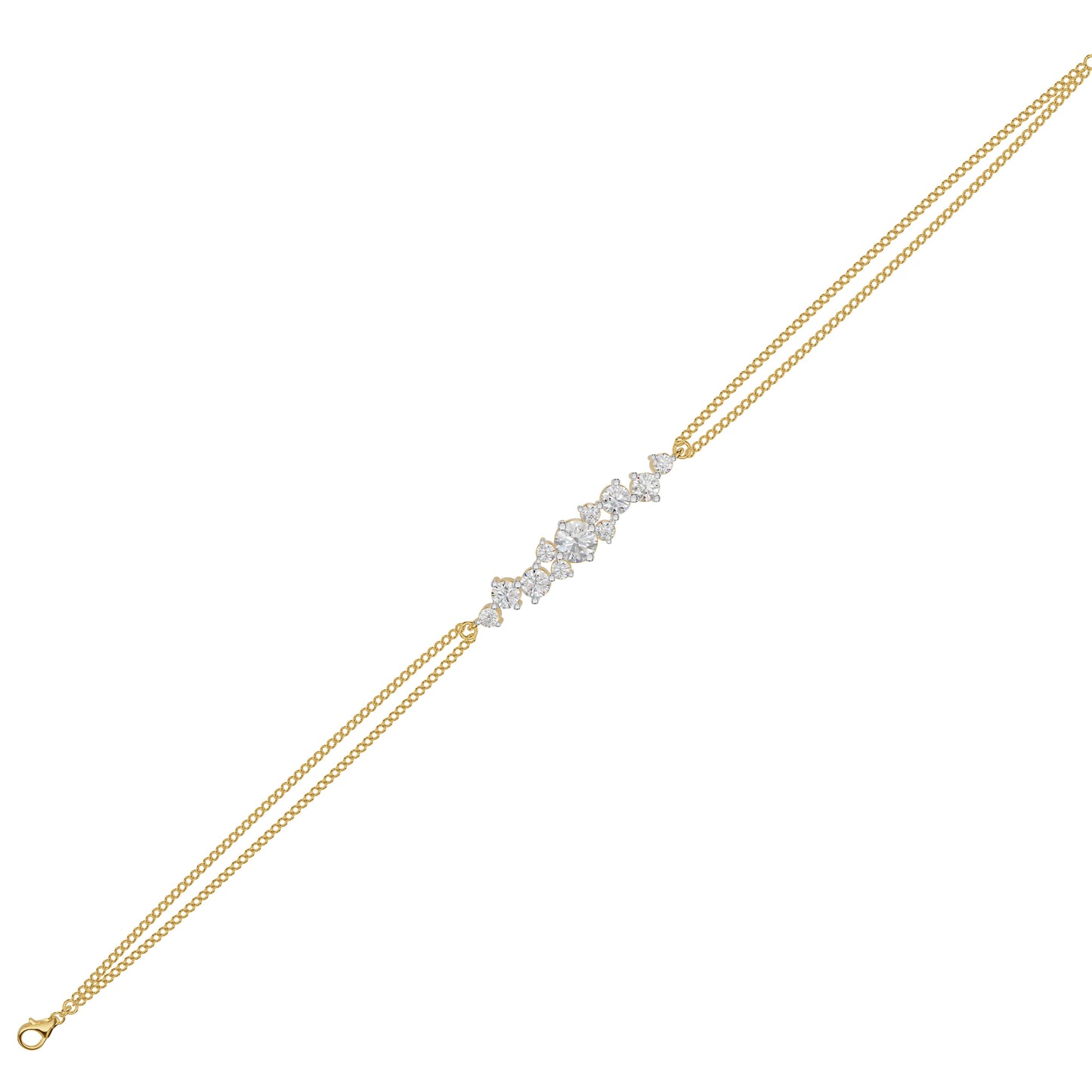 Multi-Cut Brilliant Diamond Chain Bracelet 18 KT / Yellow Gold