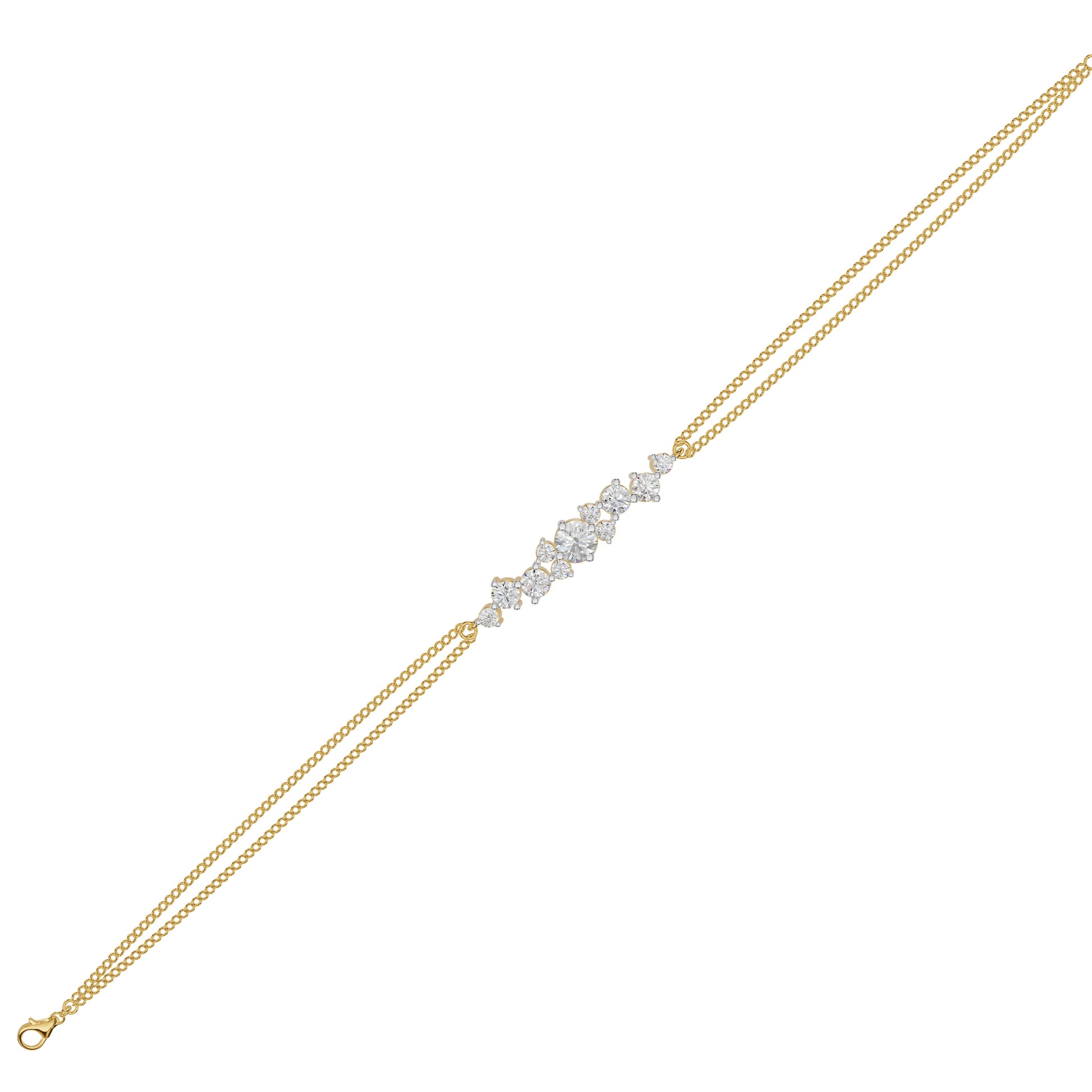 Multi-Cut Brilliant Diamond Chain Bracelet 18 KT / Yellow Gold