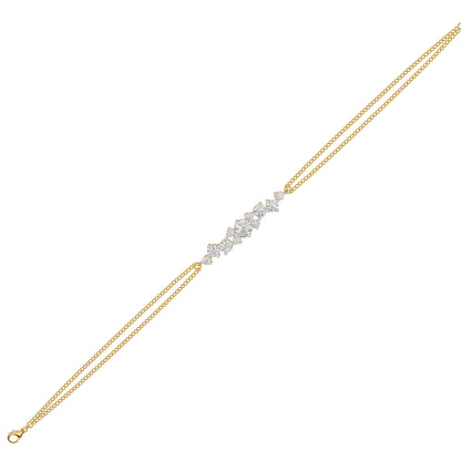 Multi-Cut Brilliant Diamond Chain Bracelet 18 KT / Yellow Gold