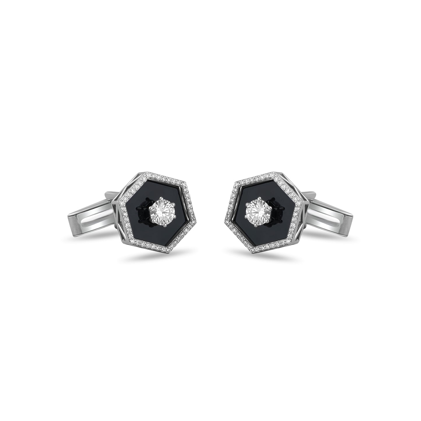 Hexagon Drop Diamond Cufflinks