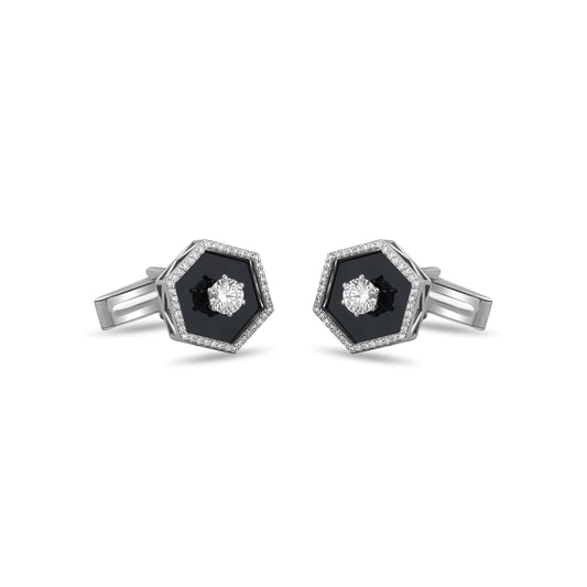 Hexagon Drop Diamond Cufflinks