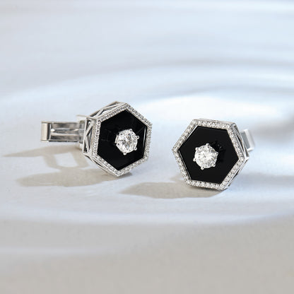 Hexagon Drop Diamond Cufflinks