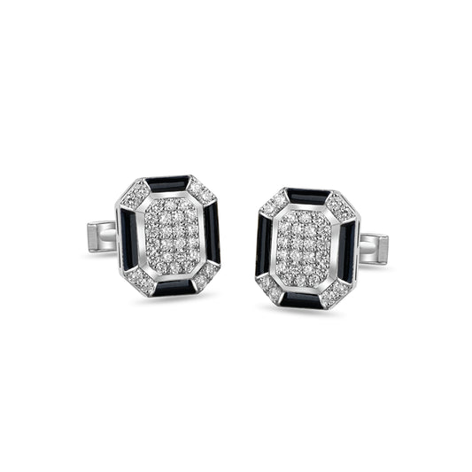 Geometric Bling Diamond Cufflinks
