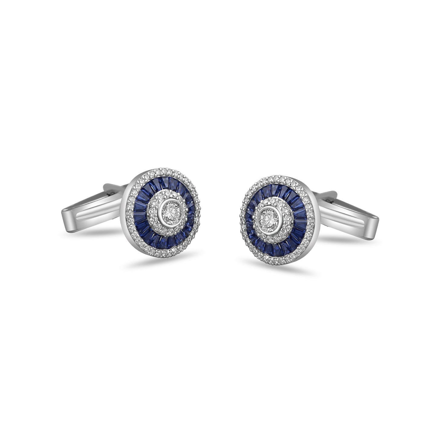 Concentric Blues Diamond Cufflinks