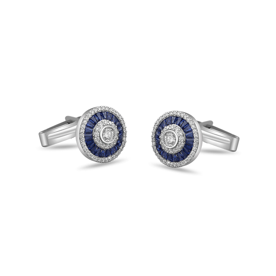 Concentric Blues Diamond Cufflinks