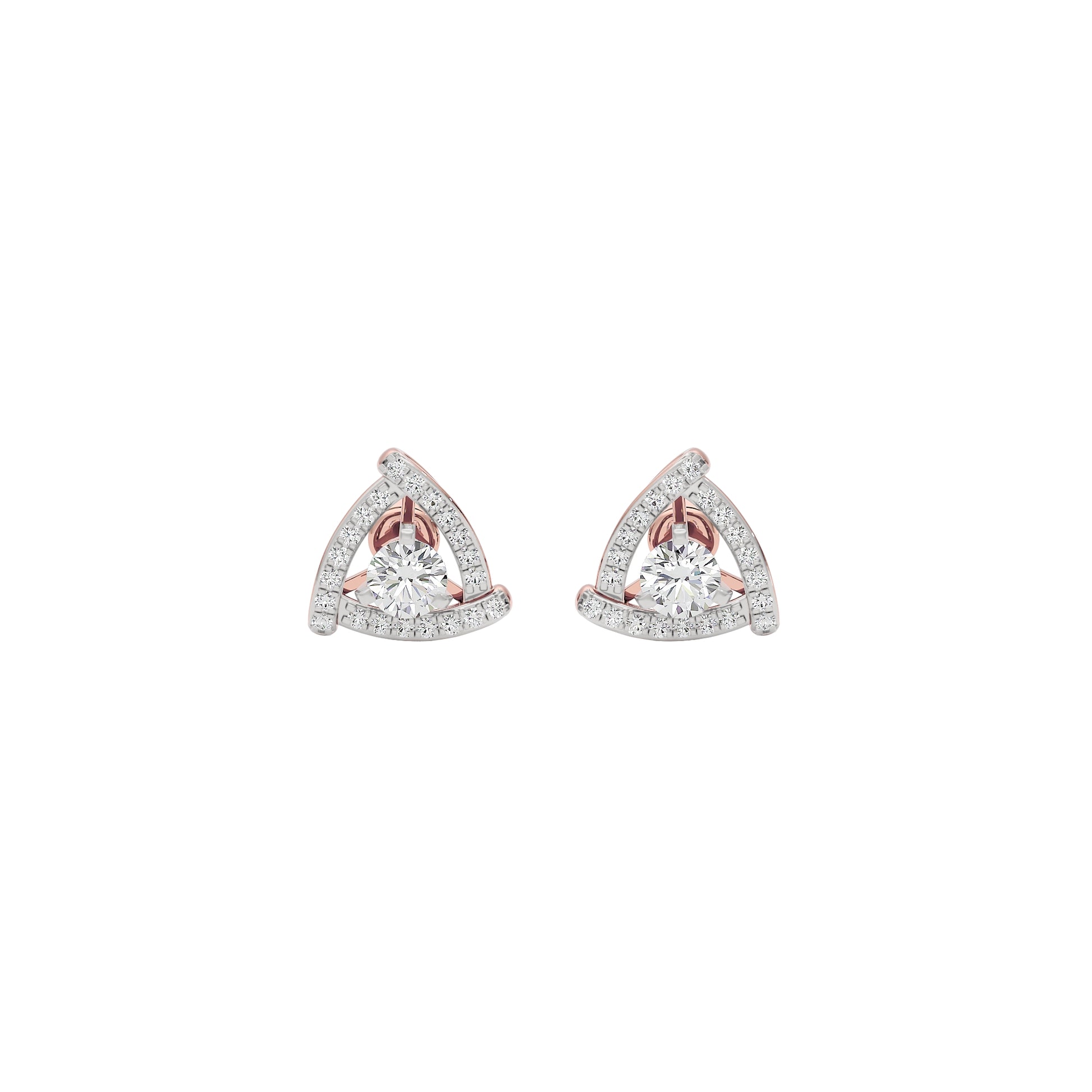 Triangular Trellis Diamond Earrings 18 KT / Rose Gold