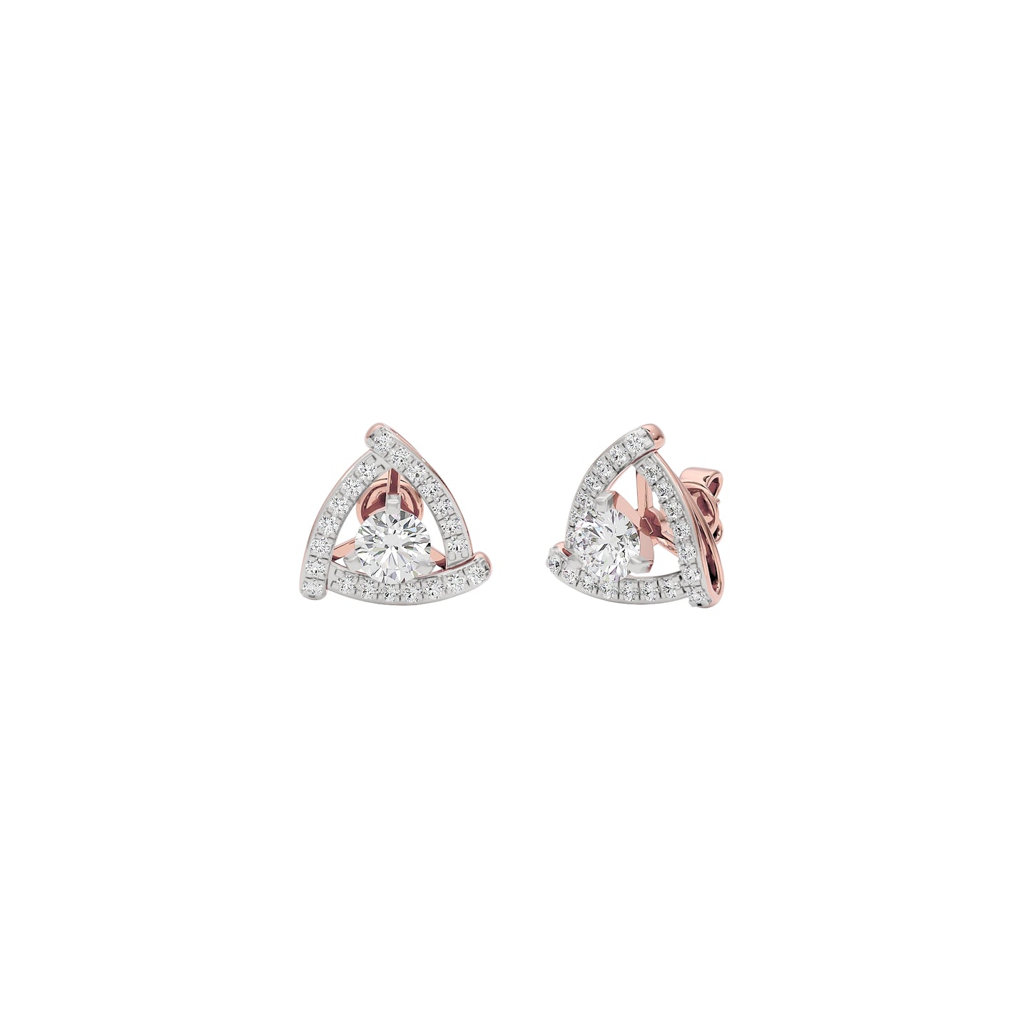 Triangular Trellis Diamond Earrings 18 KT / Rose Gold