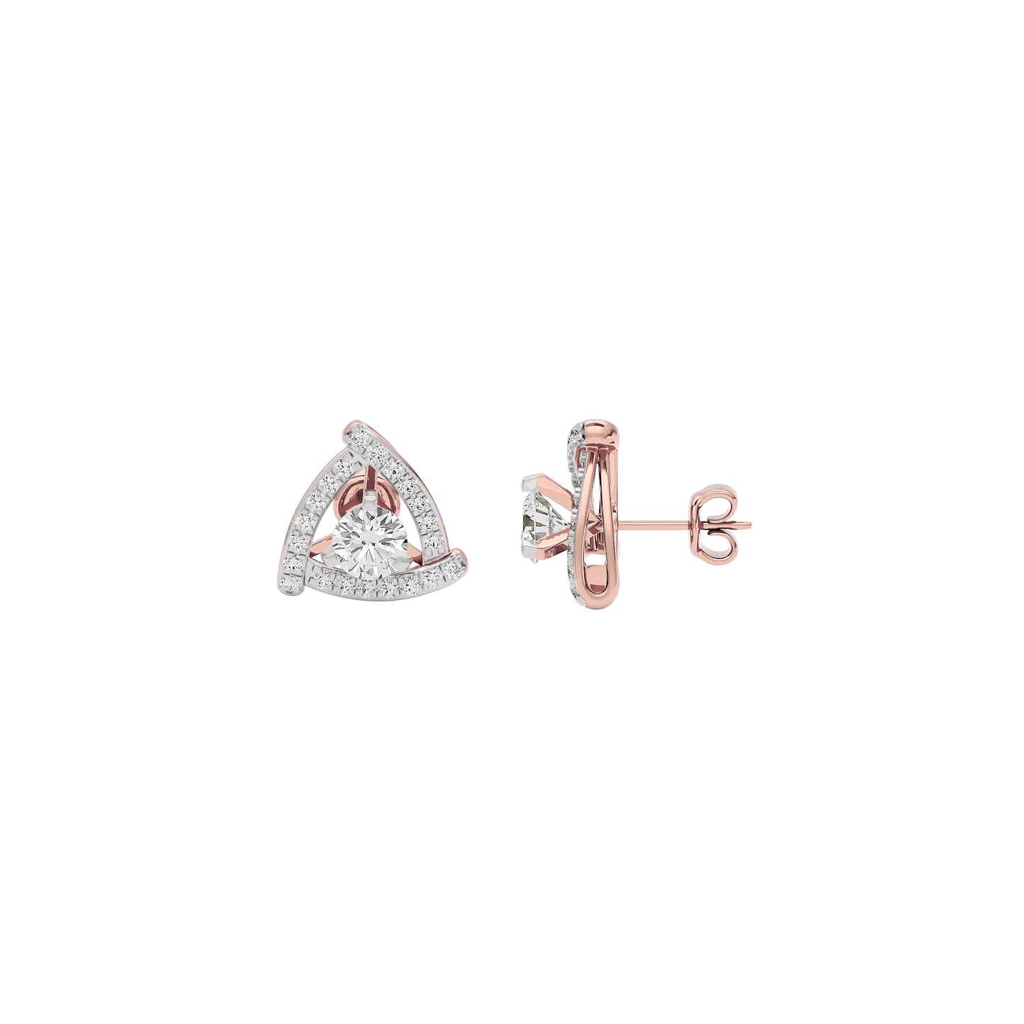 Triangular Trellis Diamond Earrings 18 KT / Rose Gold
