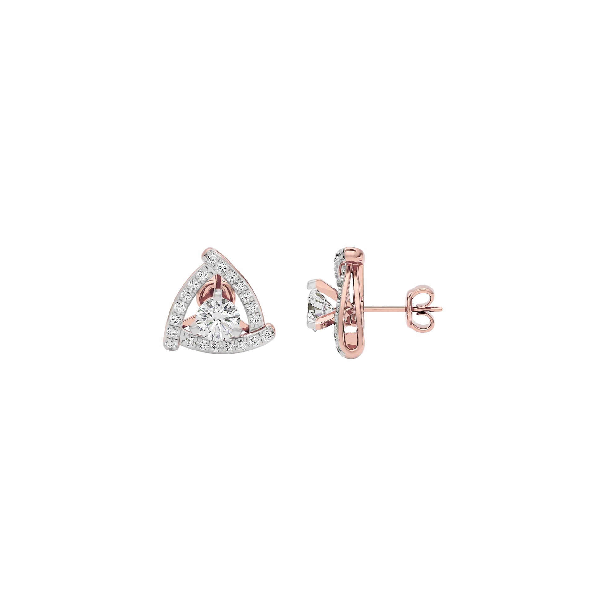 Triangular Trellis Diamond Earrings 18 KT / Rose Gold