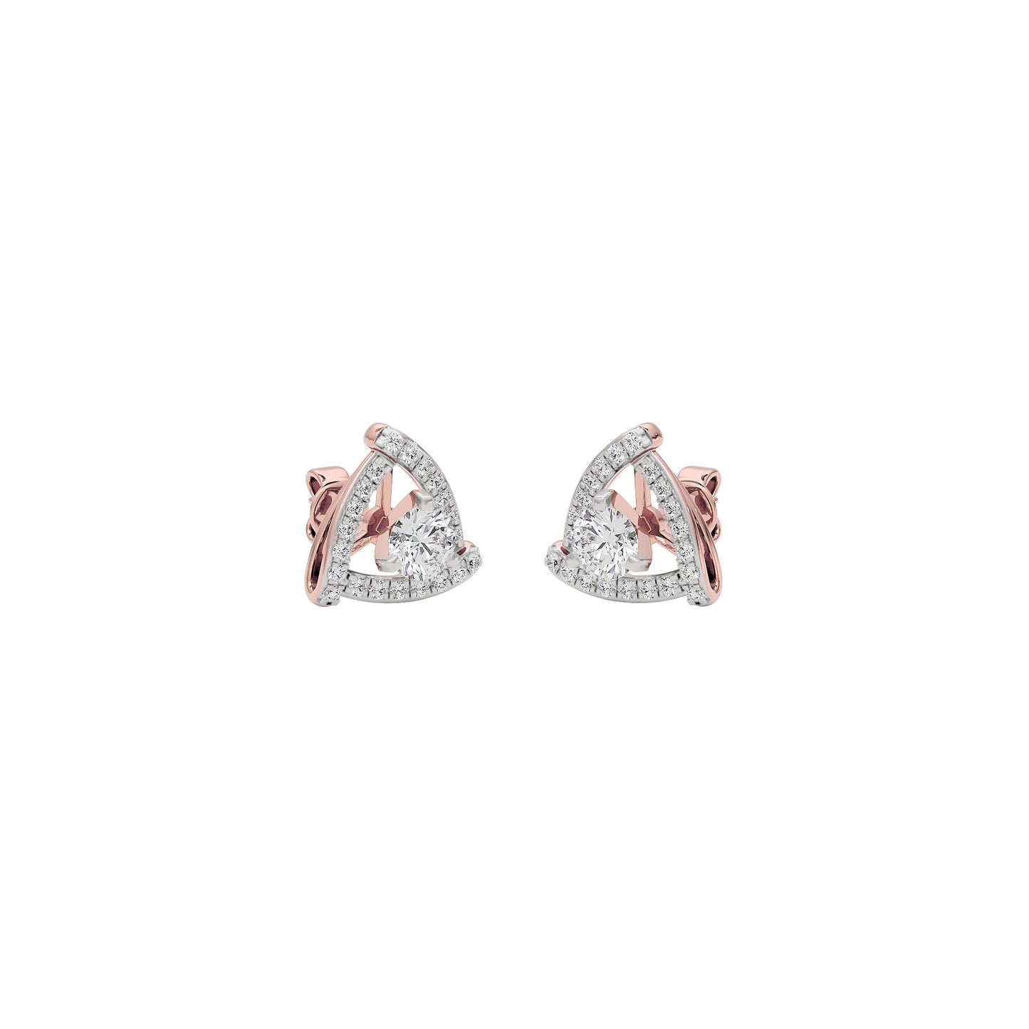 Triangular Trellis Diamond Earrings 18 KT / Rose Gold