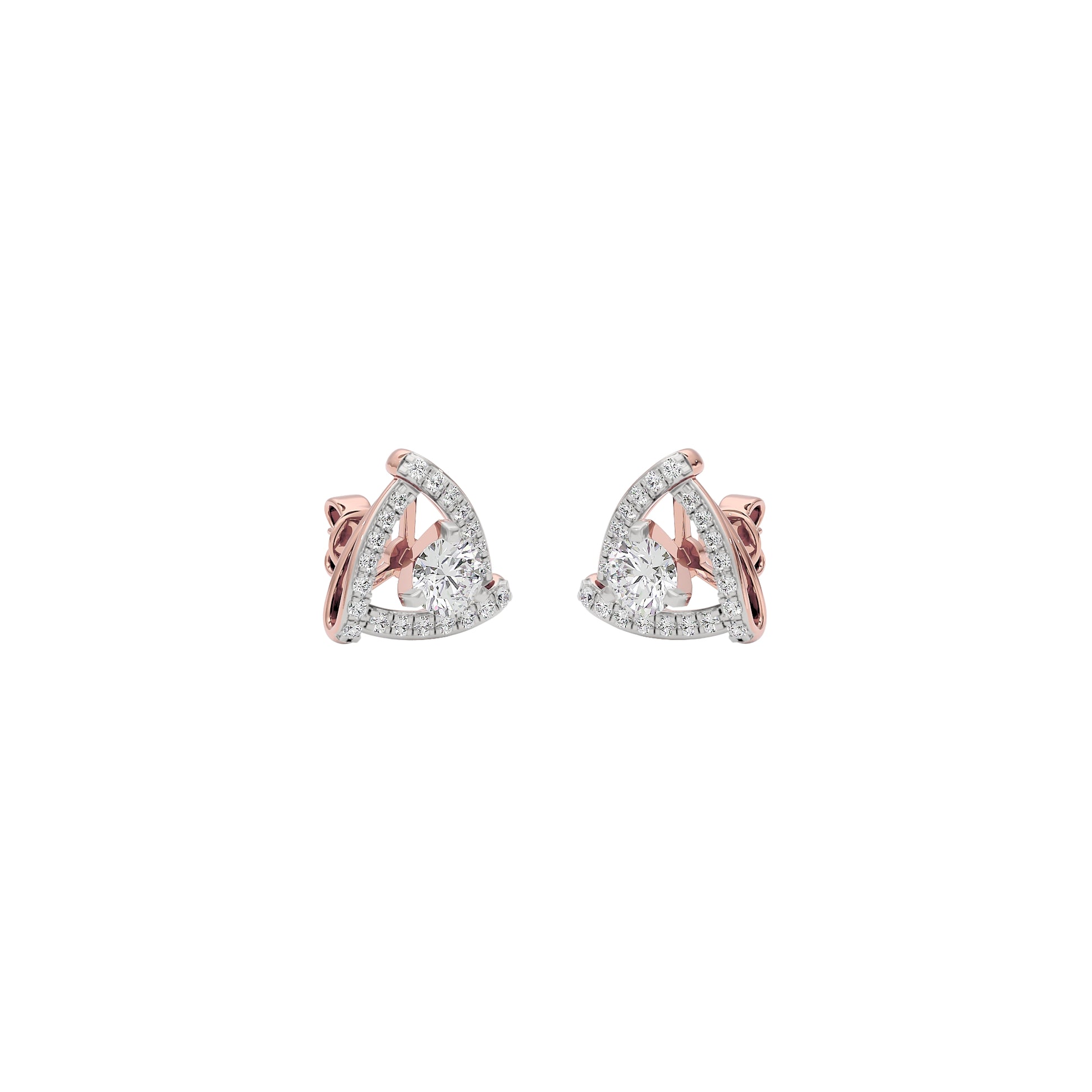 Triangular Trellis Diamond Earrings 18 KT / Rose Gold