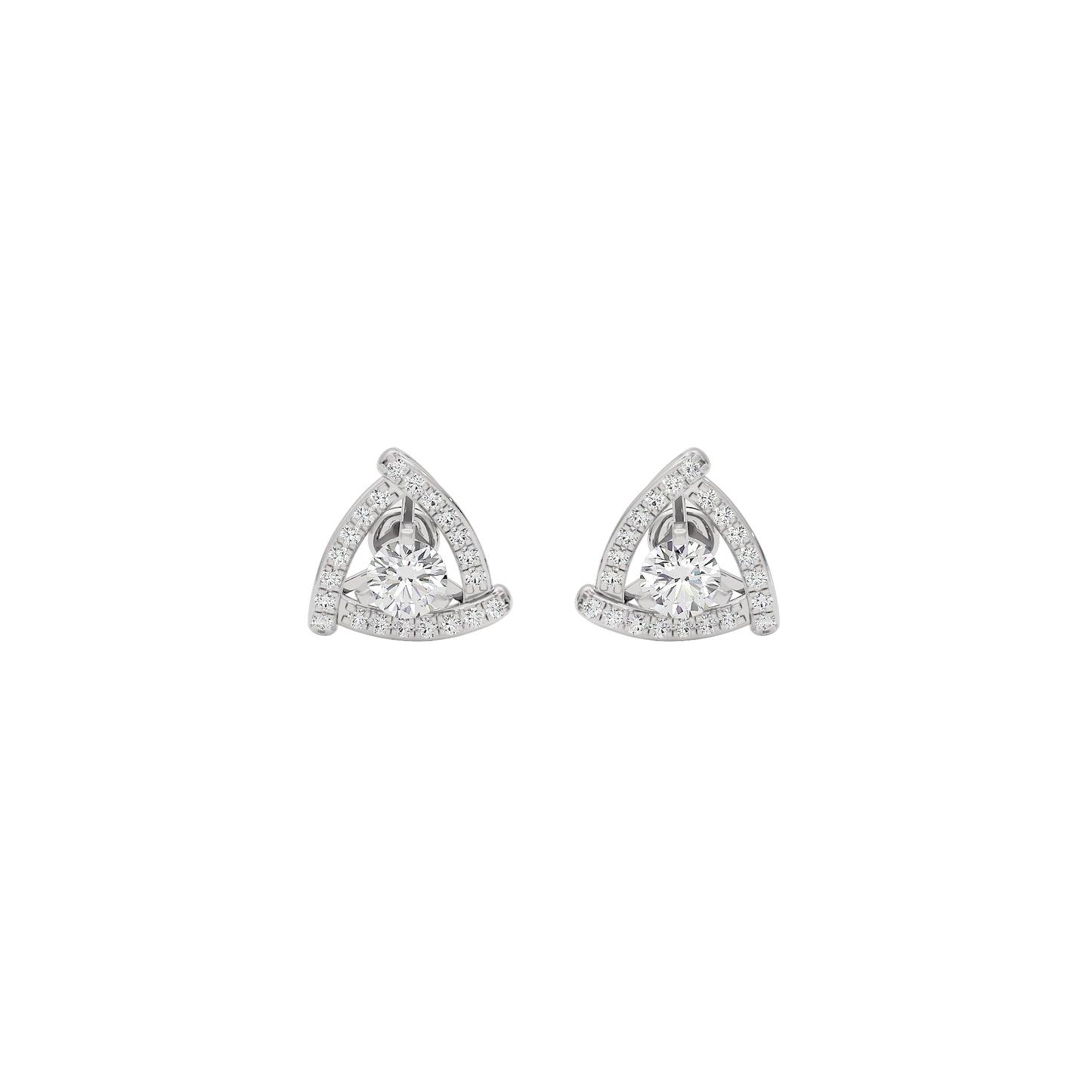 Triangular Trellis Diamond Earrings 18 KT / White Gold