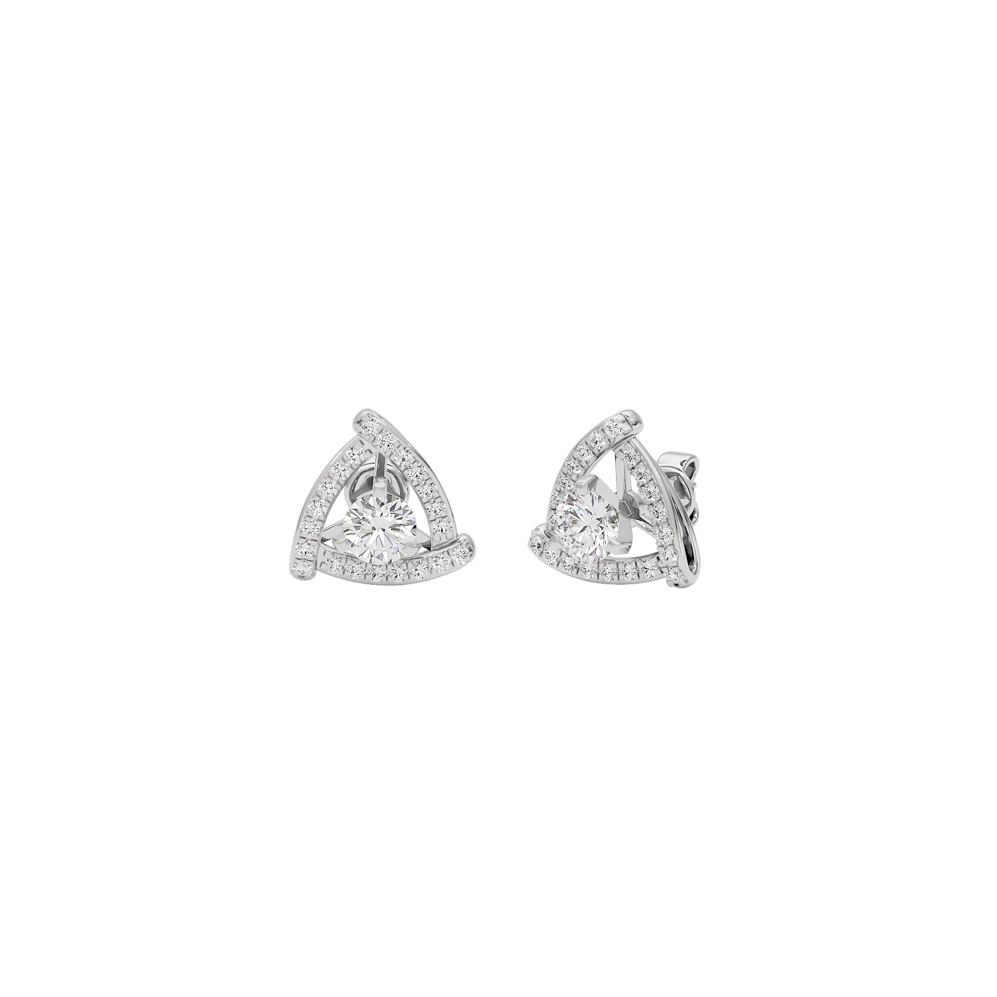 Triangular Trellis Diamond Earrings 18 KT / White Gold