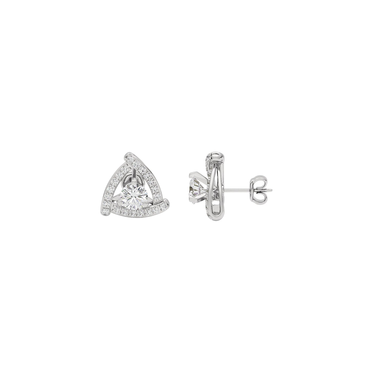 Triangular Trellis Diamond Earrings 18 KT / White Gold
