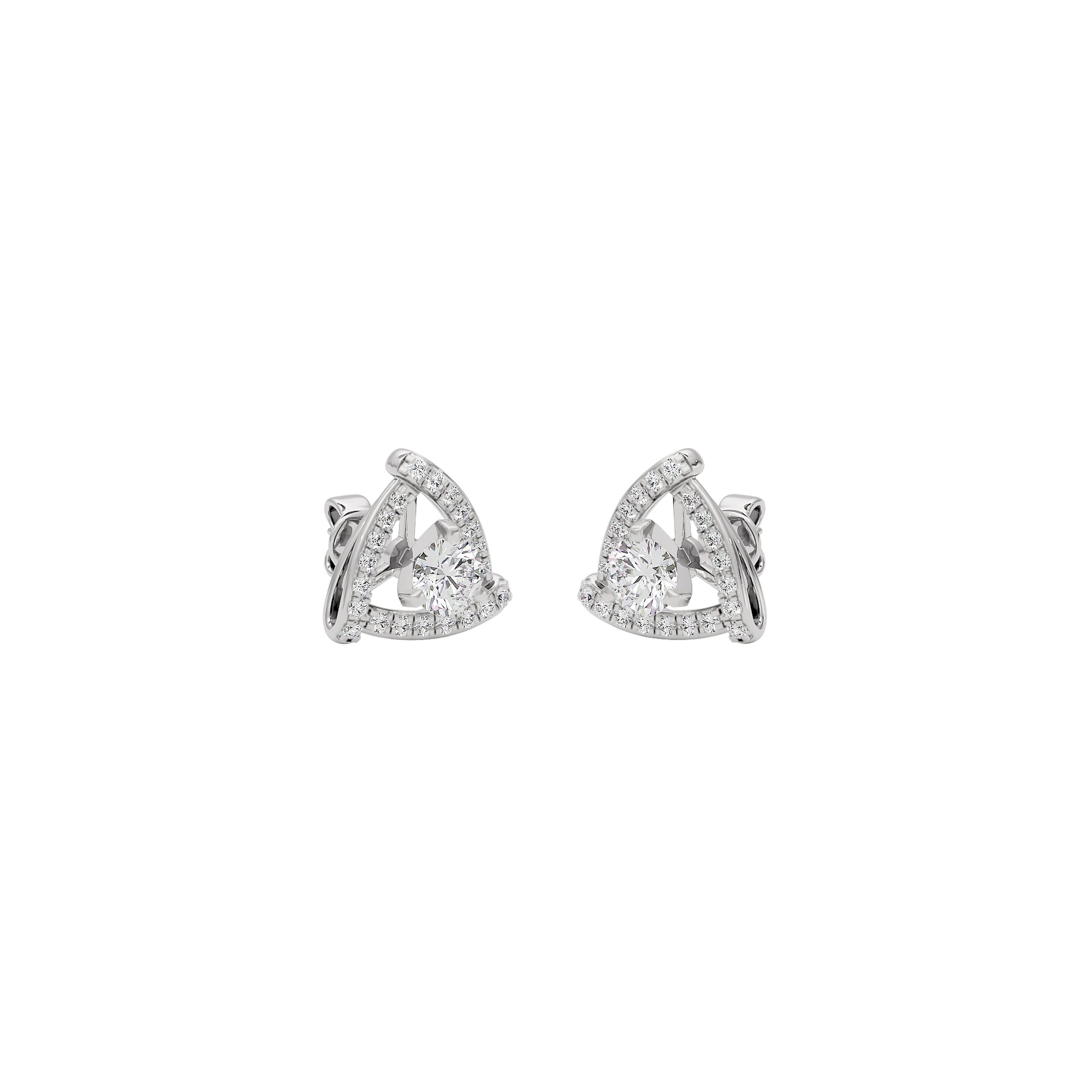 Triangular Trellis Diamond Earrings 18 KT / White Gold