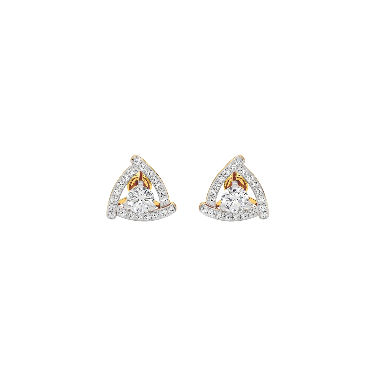 Triangular Trellis Diamond Earrings 18 KT / Yellow Gold