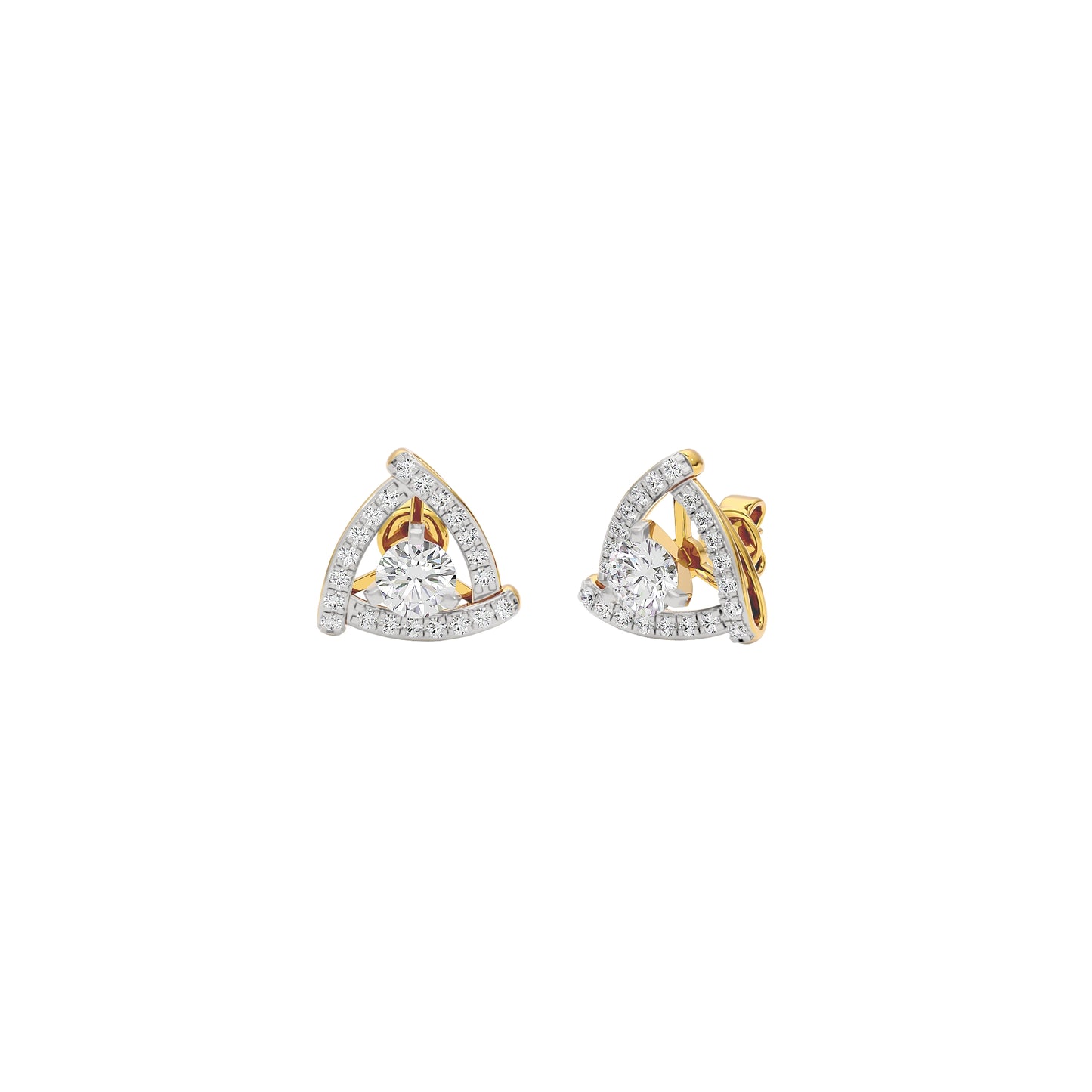 Triangular Trellis Diamond Earrings 18 KT / Yellow Gold