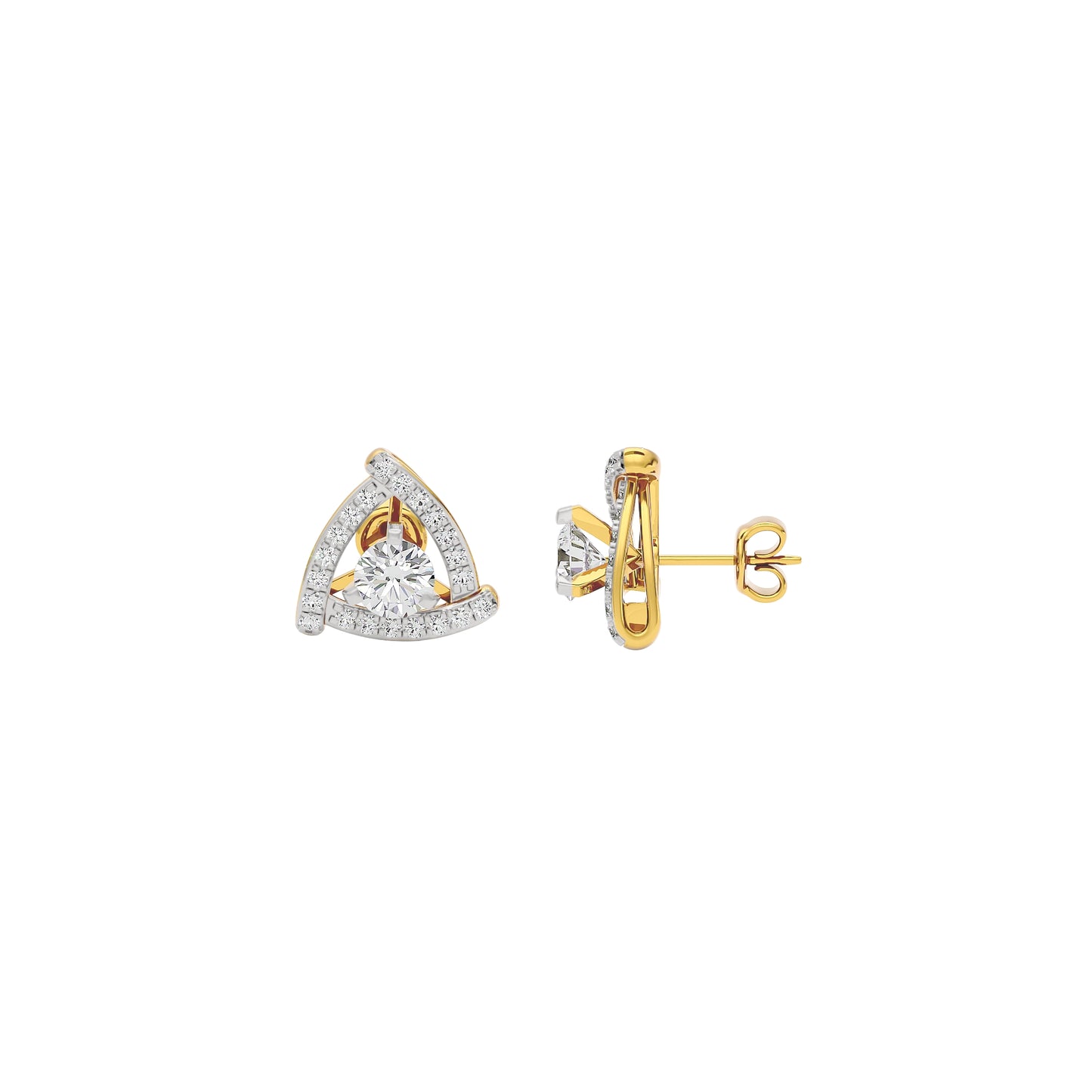 Triangular Trellis Diamond Earrings 18 KT / Yellow Gold