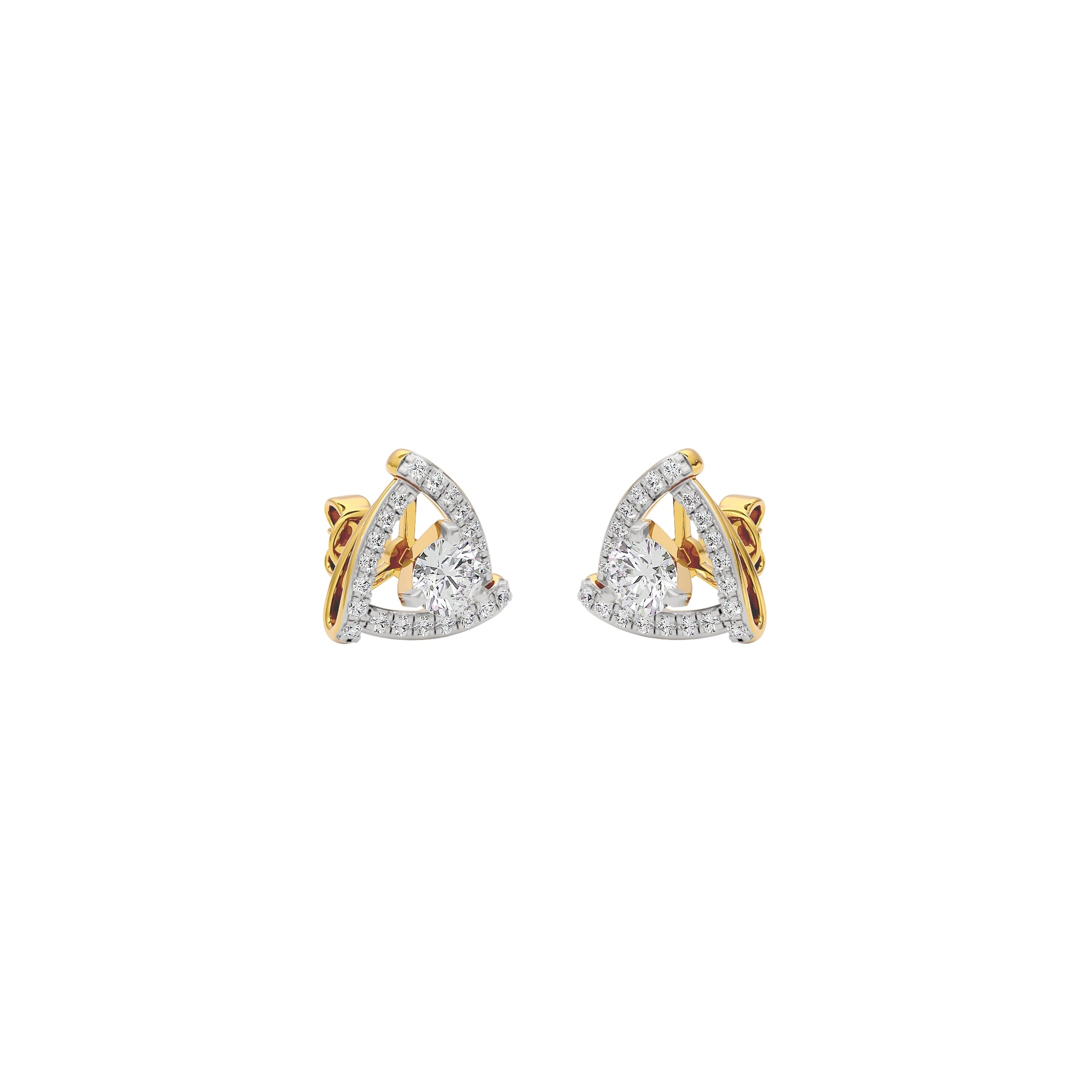 Triangular Trellis Diamond Earrings 18 KT / Yellow Gold