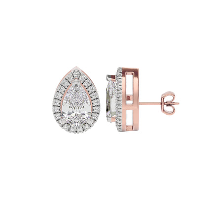 Luxe Muse Pear Halo Stud Earrings