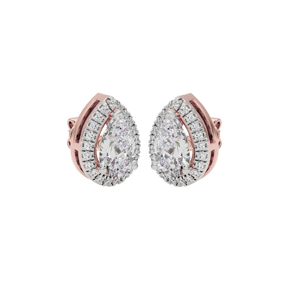 Luxe Muse Pear Halo Stud Earrings