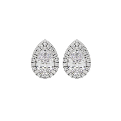 Luxe Muse Pear Halo Stud Earrings